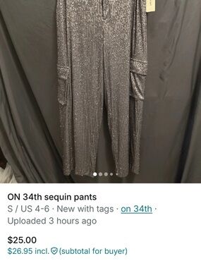 on 34th Silver Sequin Wide-Leg Pants